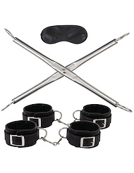 Alternate front view of LUX FETISH HOG TIE SPREADER BAR WITH DETACHABLE CUFFS
