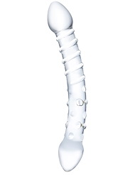 Alternate front view of GLAS 10 DOUBLE TROUBLE GLASS DILDO