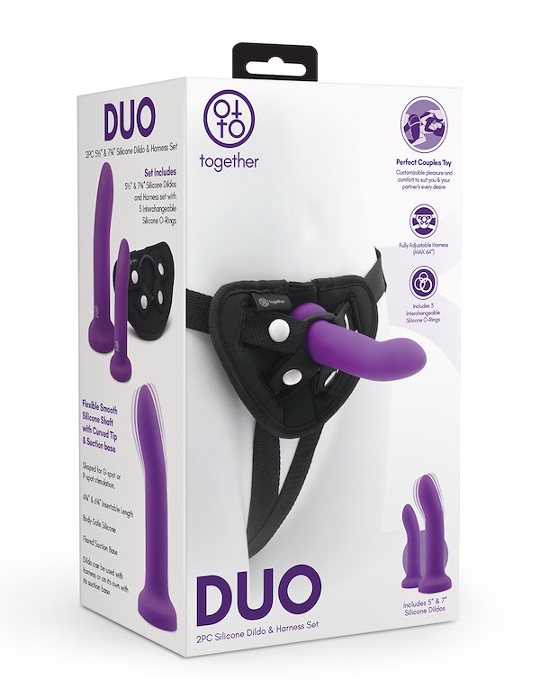 Together - Duo 2Pc Silicone Dildo And Harness Set ALT2 view Color: BU