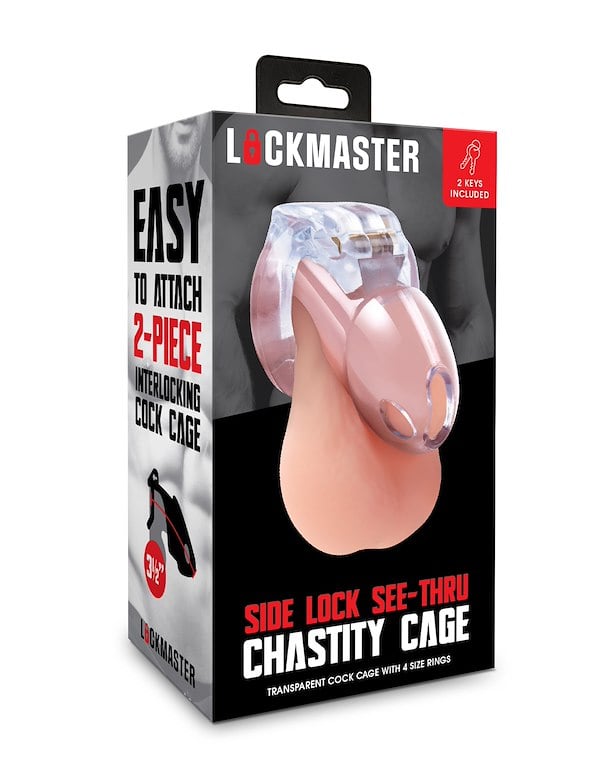 Lockmaster Side Lock See-Thru Chastity Cage ALT2 view Color: CL