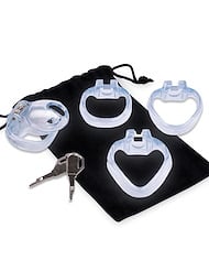 Front view of LOCKMASTER SIDE LOCK SEE-THRU CHASTITY CAGE