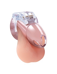 Alternate back view of LOCKMASTER SIDE LOCK SEE-THRU CHASTITY CAGE