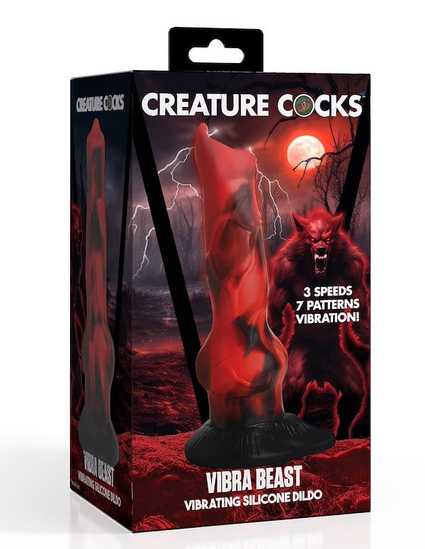 Creature Cocks Vibra Beast Vibrating Silicone Dildo ALT2 view Color: RB