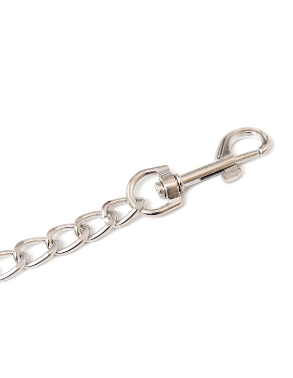KINK & CONSENT - CHAIN LEAD WITH FAUX LEATHER HANDLE ALT1 view Color: BKS