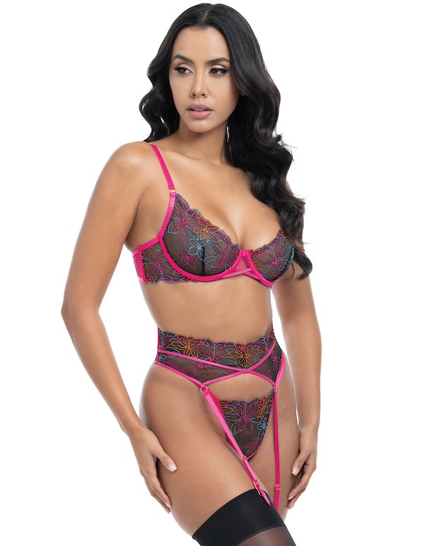 SARACITA EMBROIDERY 3PC BRA SET ALT2 view Color: BKF