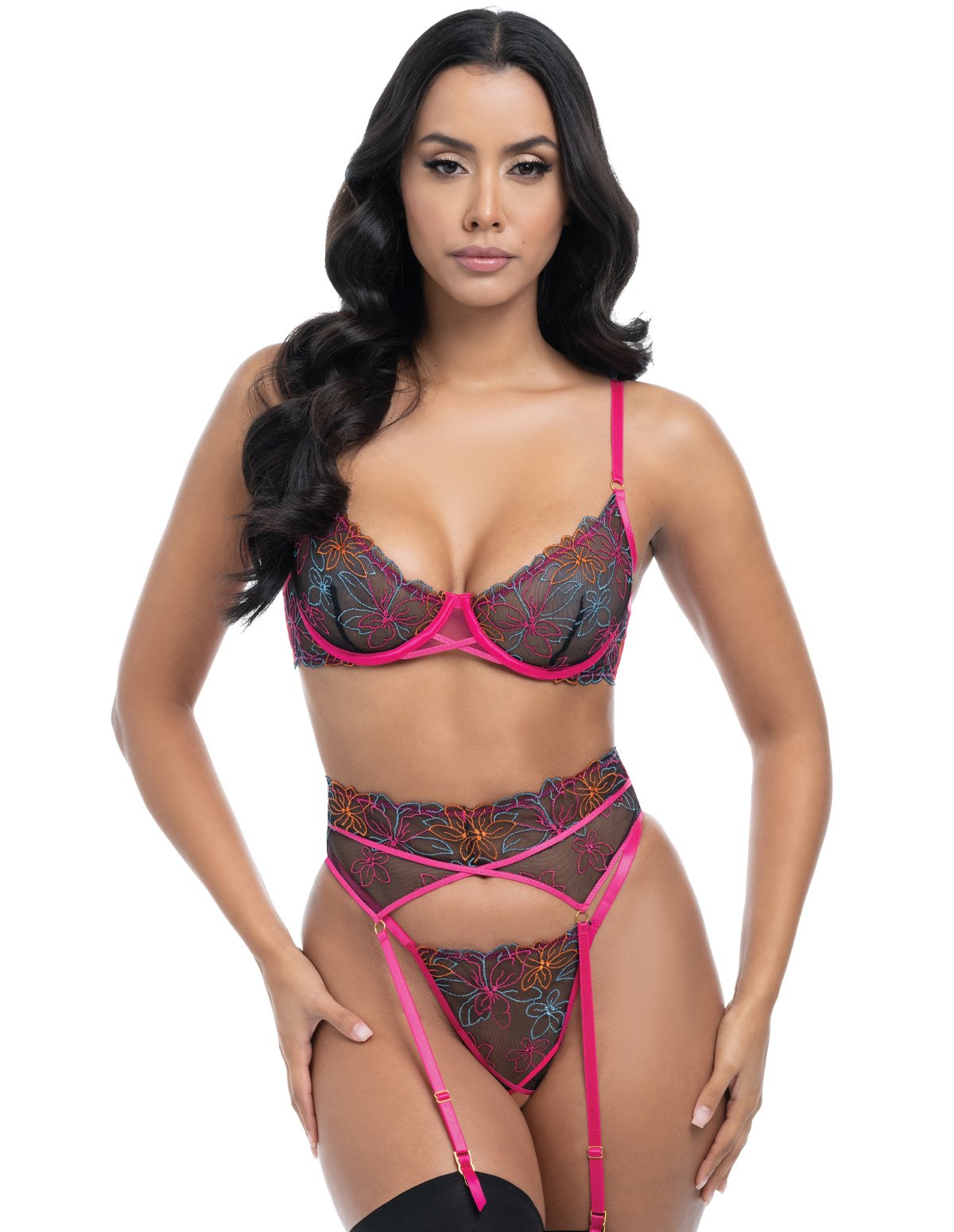 alternate image for SARACITA EMBROIDERY 3PC BRA SET