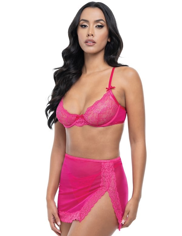 Britt 3Pc Bra And Skirt Set ALT2 view Color: HP