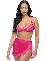 Front view of BRITT 3PC BRA AND SKIRT SET