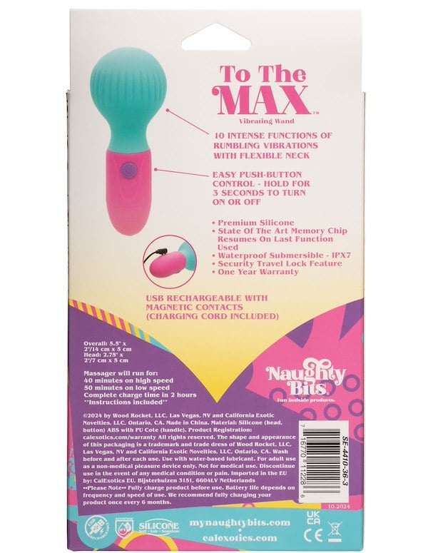Naughty Bits To The Max Vibrating Wand ALT4 view Color: PBL