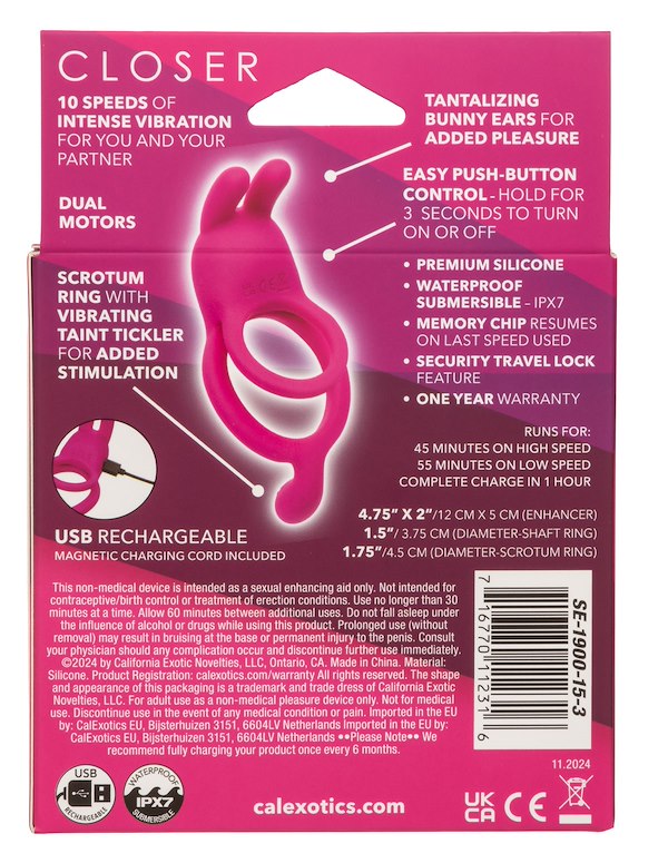Closer - Touch Intimate Rechargeable Ring ALT8. view Color: PK