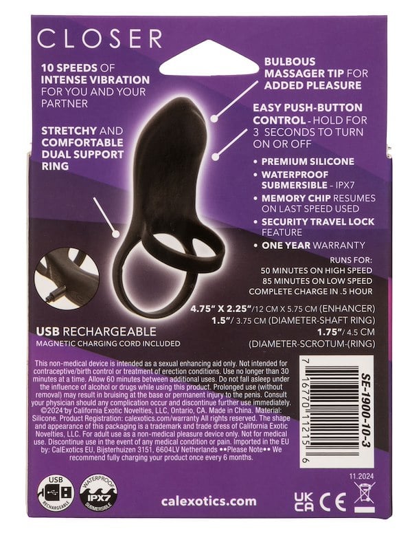 Closer - Feel Intimate Rechargeable Ring ALT8 view Color: BK