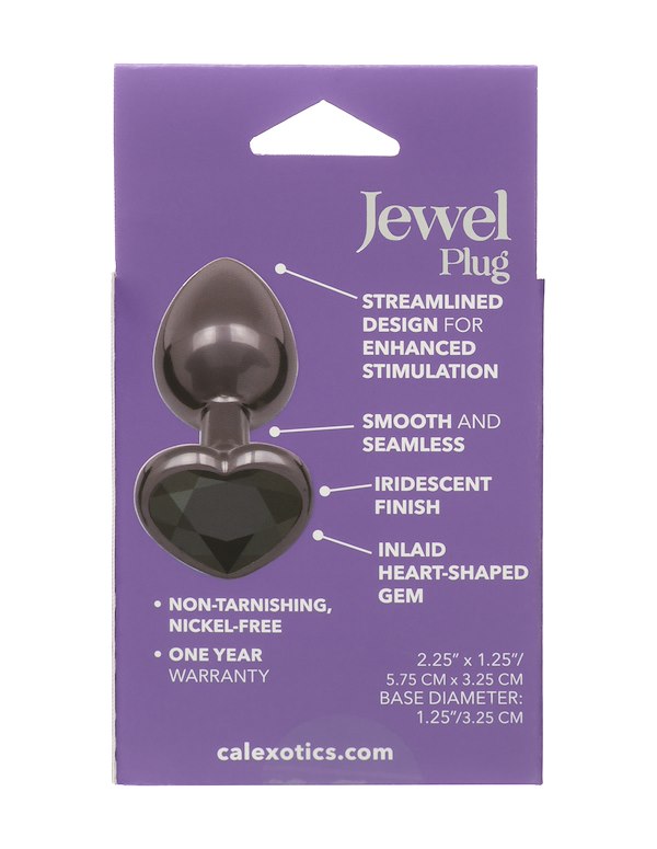 Jewel Small Black Diamond Heart Plug ALT3 view Color: BK