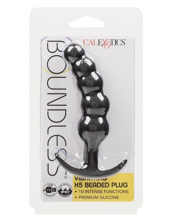 Boundless Vibrating X5 Beaded Plug ALT2 view Color: BK