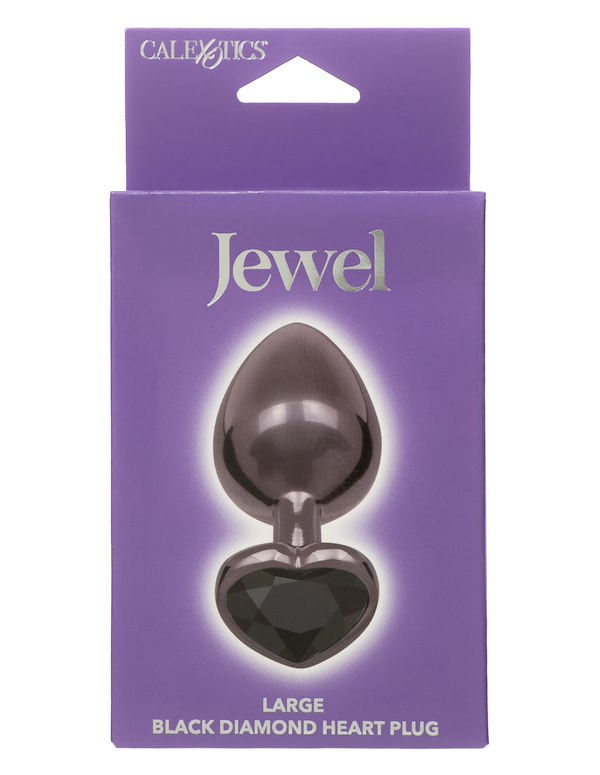 Jewel Large Black Diamond Heart Plug ALT2 view Color: BK