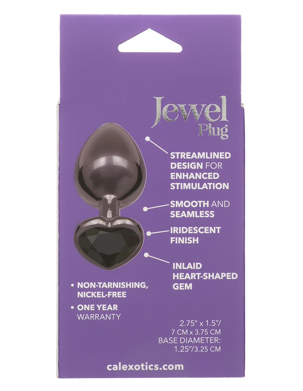 Jewel Large Black Diamond Heart Plug ALT3 view Color: BK