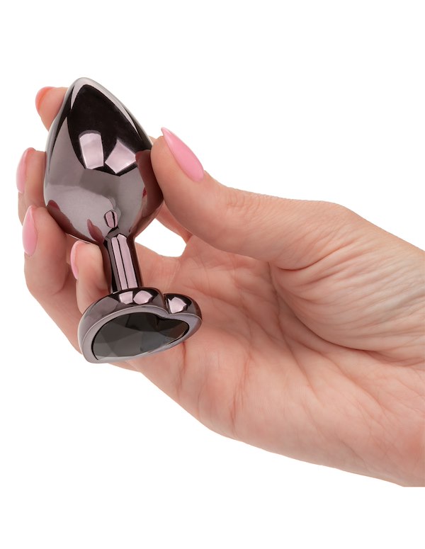 Jewel Large Black Diamond Heart Plug ALT4 view Color: BK