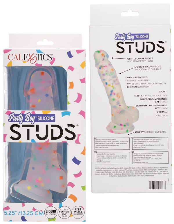 Silicone Studs Party Boy 5.25 Dildo ALT4 view Color: CL