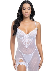 Front view of LIVIA GOWN WITH LEG GARTER