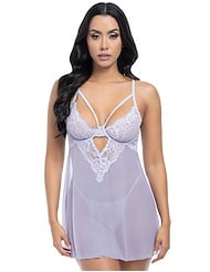 Front view of ELSIE UNDERWIRE BABYDOLL WITH G-STRING