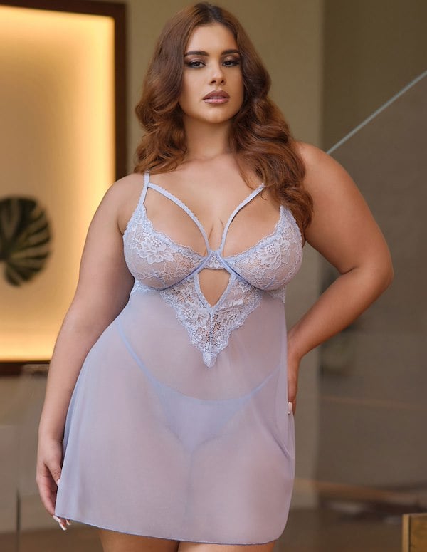 Elsie Underwire Babydoll With G-String ALT2 view Color: LB