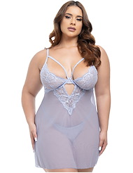 Front view of ELSIE UNDERWIRE BABYDOLL WITH G-STRING