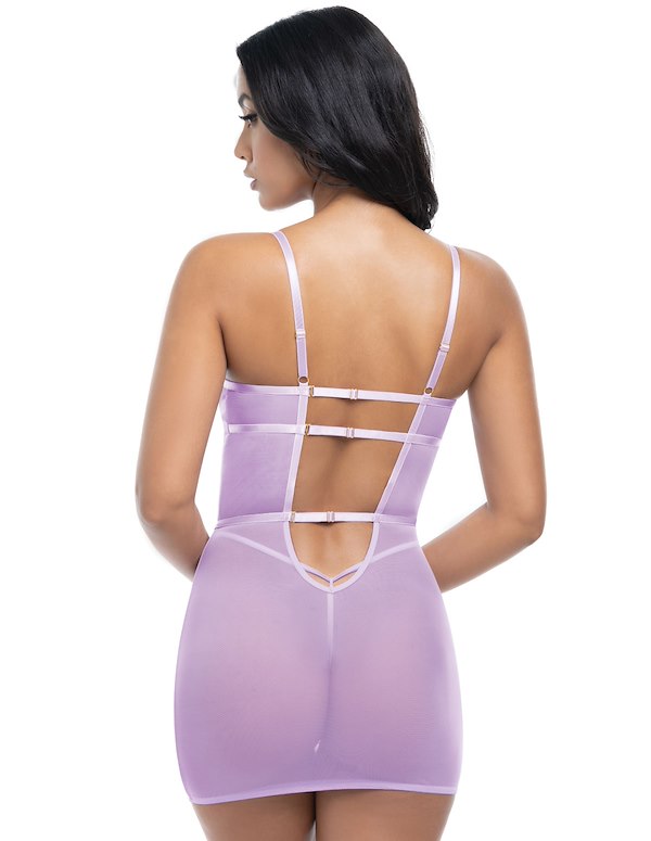 LAVENDER EMBROIDERED BABYDOLL AND G-STRING ALT1 view Color: LV