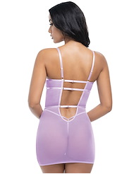 Alternate back view of LAVENDER EMBROIDERED BABYDOLL AND G-STRING