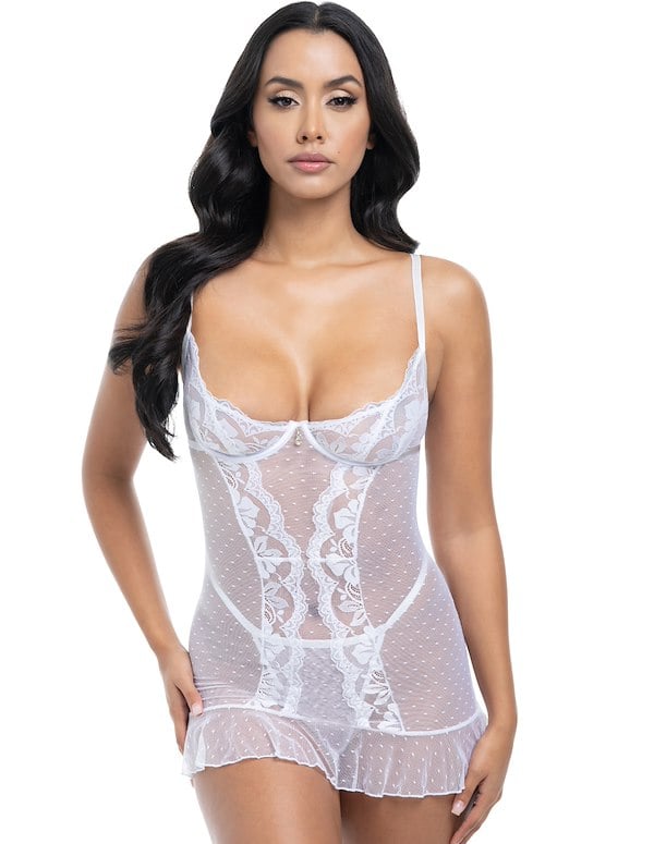Portia Fitted Babydoll With Ruffle Hem default view Color: WH