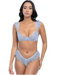 Front view of JESSIE BRA TOP WITH CAP SLEEVE AND RUFFLE PANTY SET