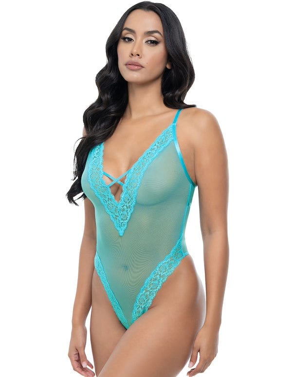 Zayla Mesh And Lace Teddy ALT2 view Color: BBL