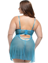 Alternate back view of EMMA PLUS SIZE BABYDOLL WITH BOW DETAIL AND G-STRING