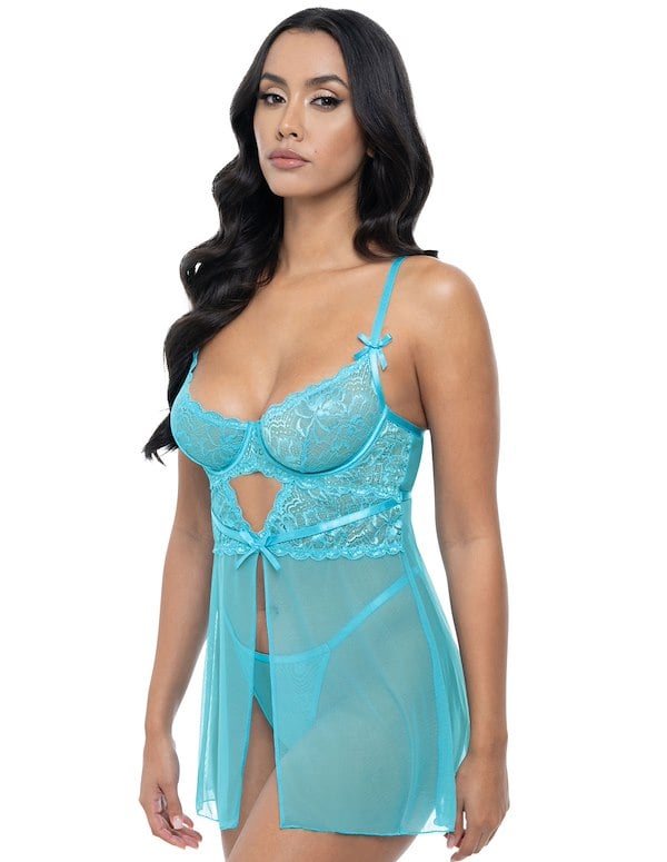 Emma Babydoll With Bow Detail And G-String ALT2 view Color: BBL