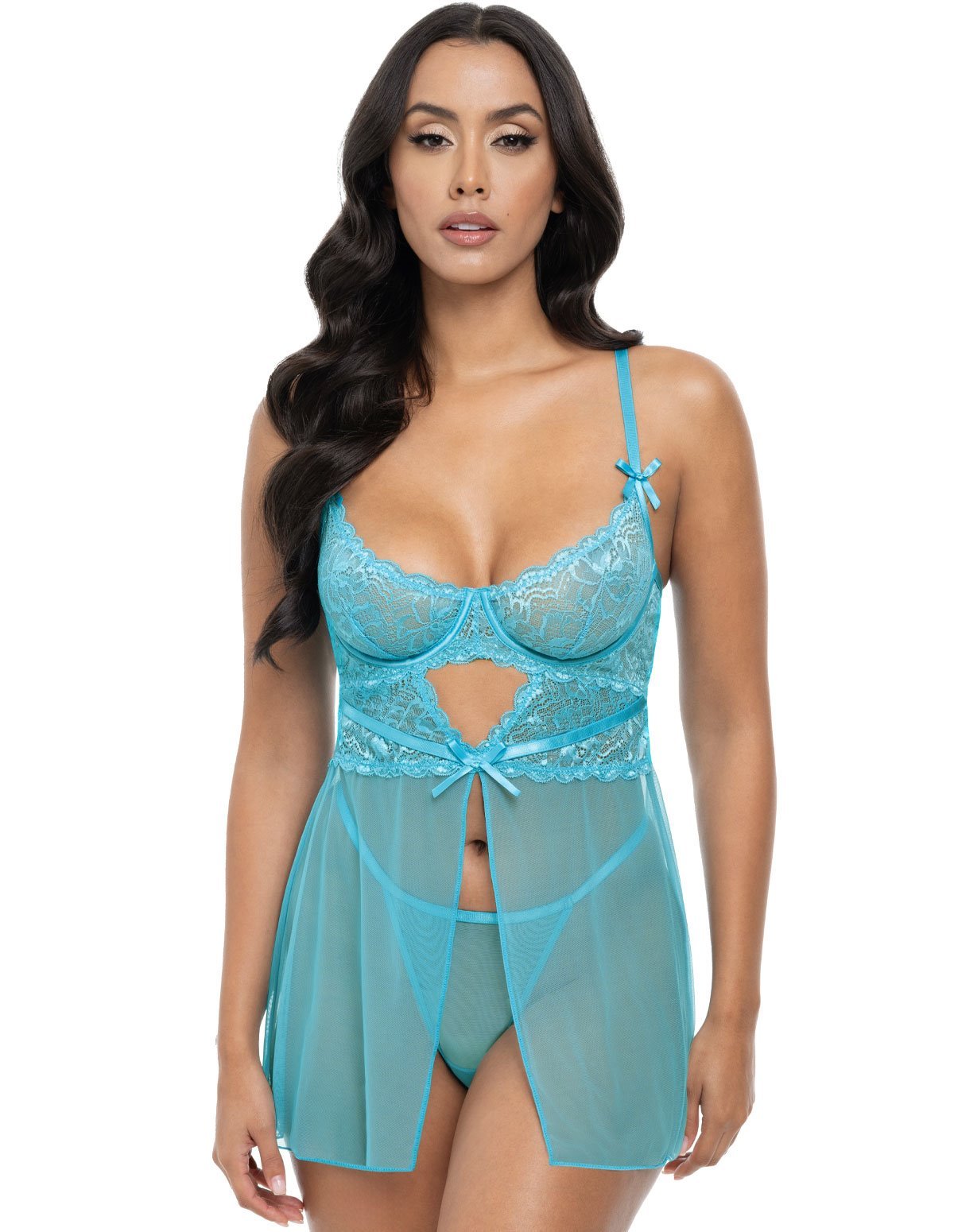 alternate image for Emma Babydoll With Bow Detail And G-String