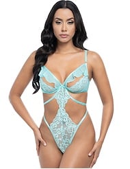 Front view of HANNAH OPEN CUP CROTCHLESS TEDDY