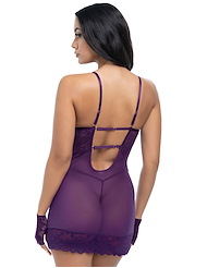 Alternate back view of ANTOINETTE BABYDOLL AND G-STRING WITH GLOVES