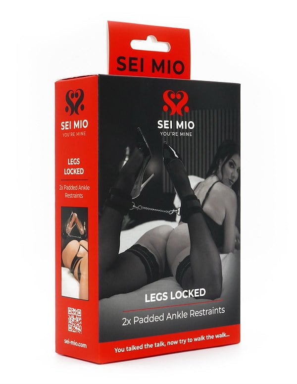 Sei Mio - Legs Locked - Velvet Padded Ankle Restraints ALT2 view Color: BK