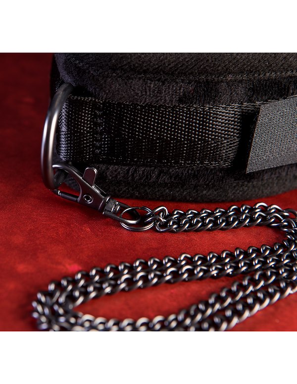 SEI MIO - TWIN TWEAKS - VLEVET COLLAR WITH NIPPLE CLAMPS ALT7 view Color: BK