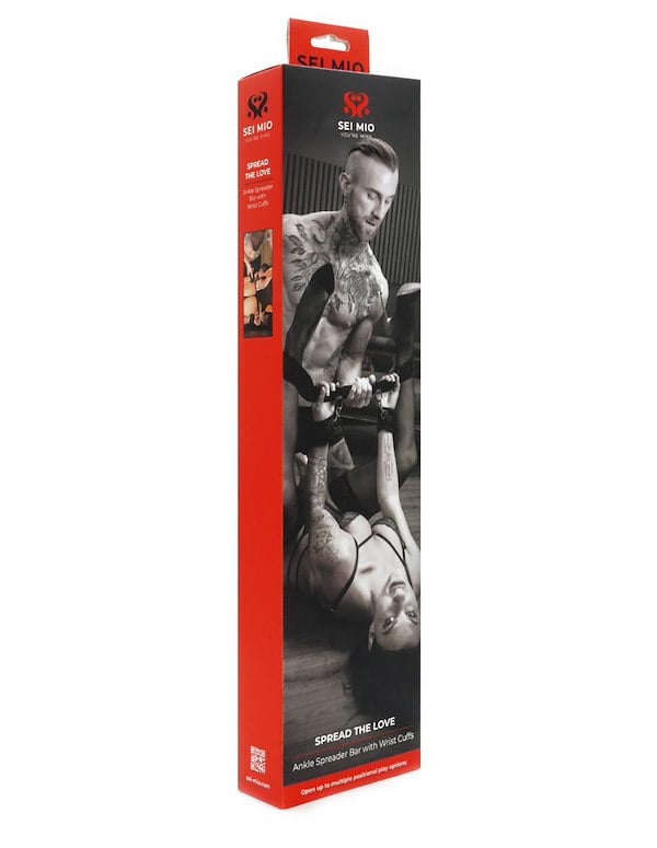 Sei Mio - Spread The Love - Ankle Spreader Bar With Wrist Cuffs ALT2 view Color: BK