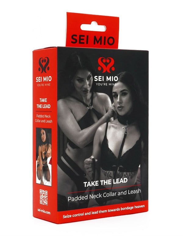 Sei Mio - Take The Lead - Padded Neck Collar And Leash ALT2 view Color: BK