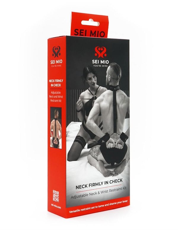 Sei Mio - Neck Firmly In Check - Adjustable Neck & Wrist Restraint Kit ALT2 view Color: BK
