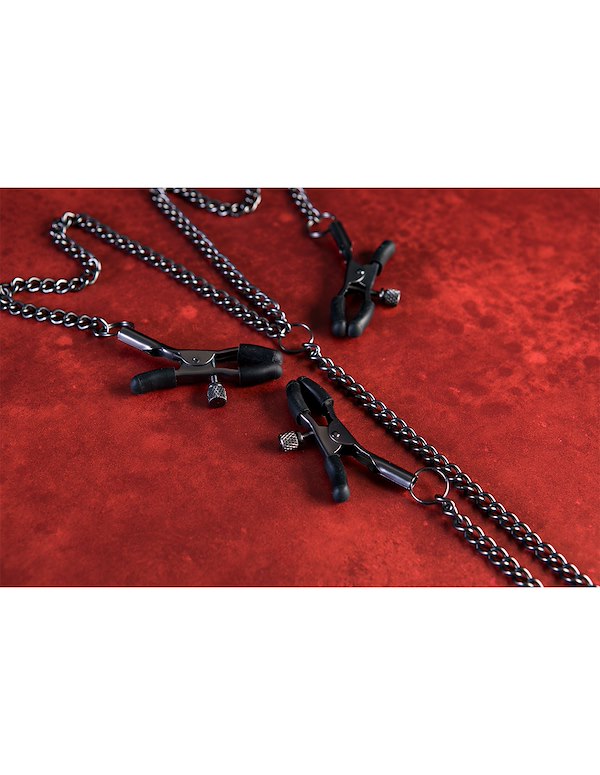 SEI MIO - TRIPLE TEASE - ADJUSTABLE NIPPLE AND CLIT CLAMP SET ALT6 view Color: BK