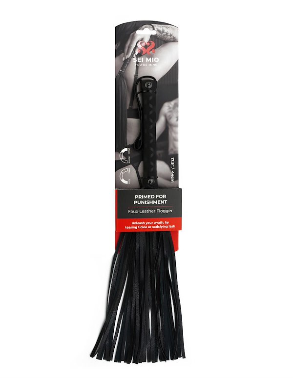 SEI MIO - PRIMED FOR PUNISHMENT - FAUX LEATHER FLOGGER ALT2 view Color: BK