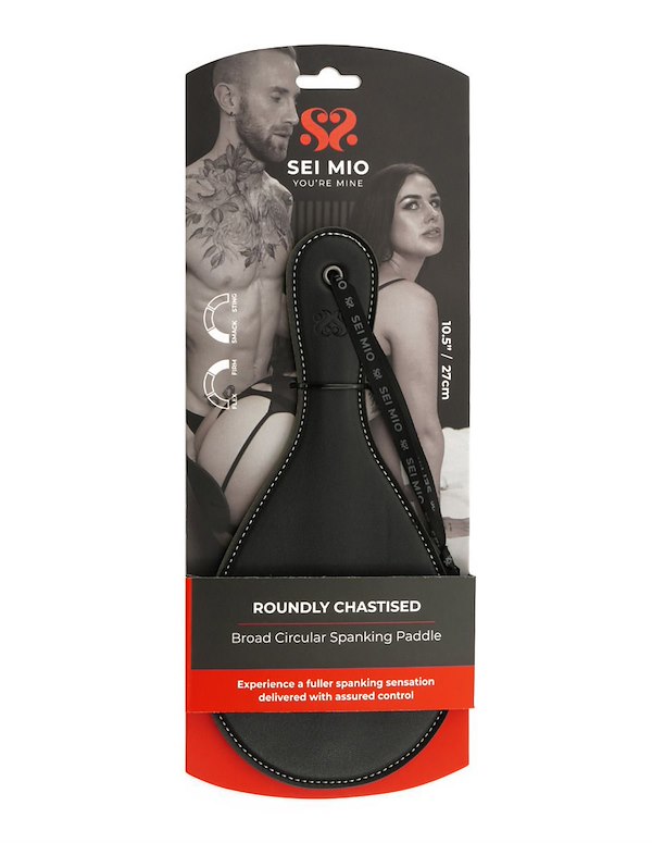 SEI MIO - ROUNDLY CHASTISED - BROAD CIRCULAR SPANKING PADDLE ALT2 view Color: BK