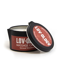 Front view of LOVOLOGY - STRAWBERRY MASSAGE CANDLE