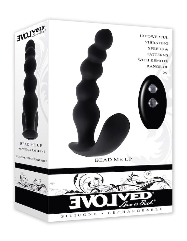 Bead Me Up Vibrating Beaded Anal Plug ALT2 view Color: BK