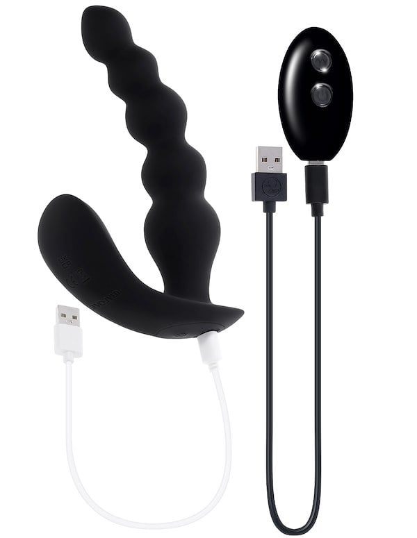 Bead Me Up Vibrating Beaded Anal Plug ALT4 view Color: BK