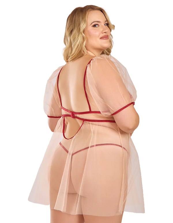 MARIBELLE PLUS SIZE BABYDOLL ALT3 view Color: RD