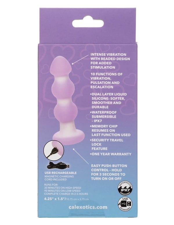 Lavender Haze Vibrating Beaded Anal Plug ALT3 view Color: PR