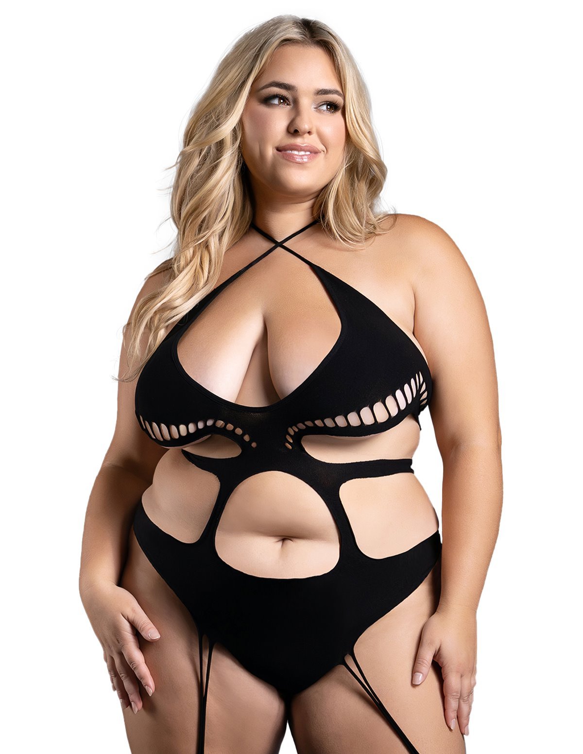 alternate image for Mind Games Plus Size Crotchless Teddy Bodystocking