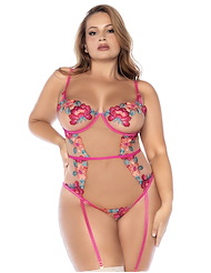 Front view of SEDUCTIVE GARDEN PLUS SIZE TEDDY